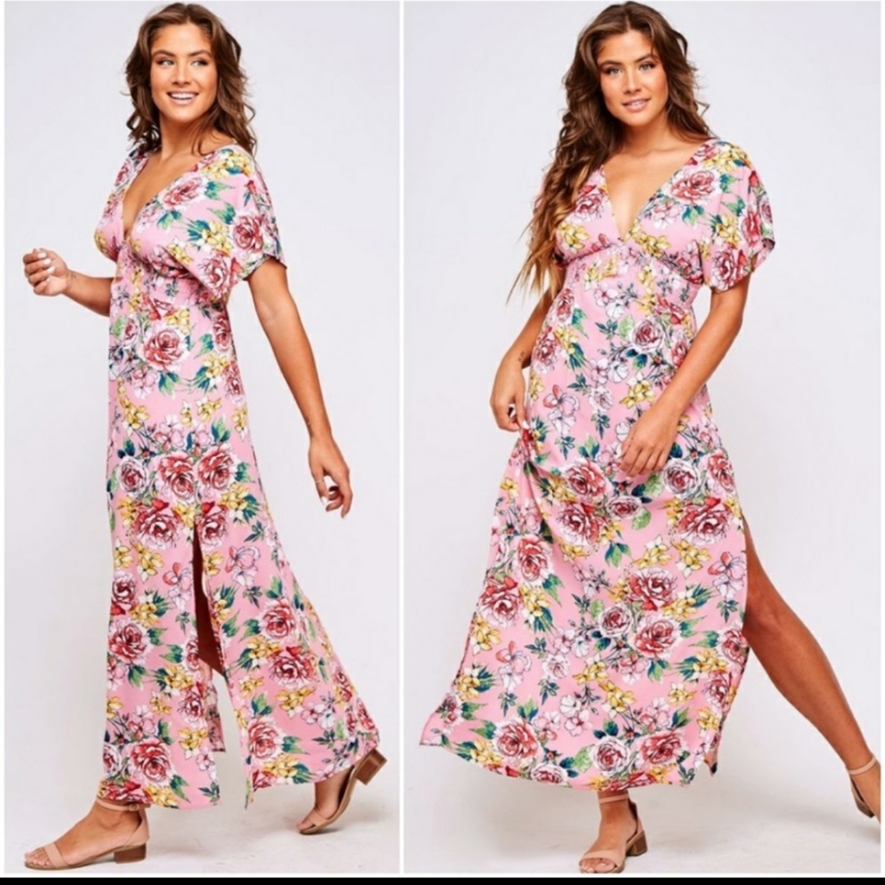 Sexy V-Neck Dress with Side Slit